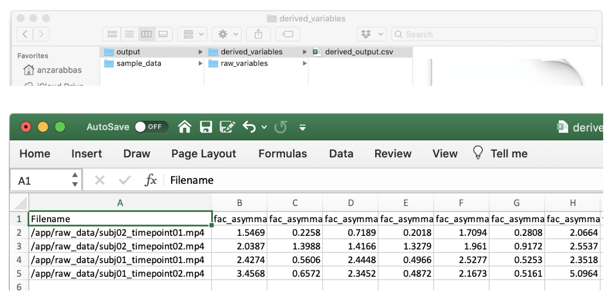 Screenshot of output file