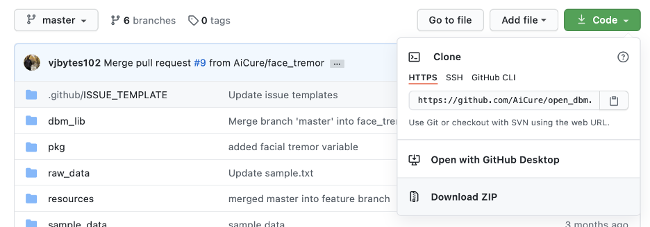 Screenshot of OpenDBM Github page